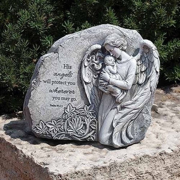 Angel & Baby Garden Stone Psalms 91:11